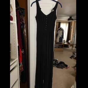 Black Jumpsuit with Brown Buttons